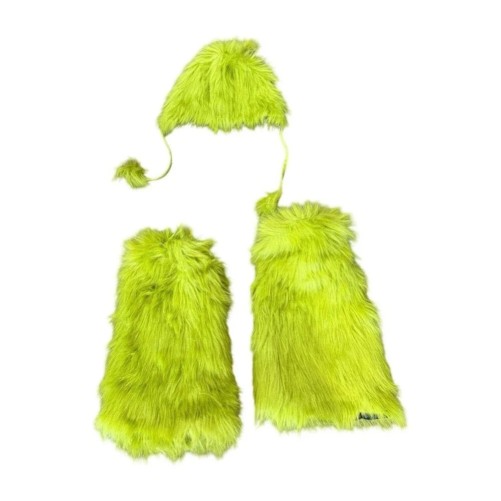 The Grinch Faux Fur Hat & Leg Warmer Boots Combo Dr. Seuss Christmas Cosplay